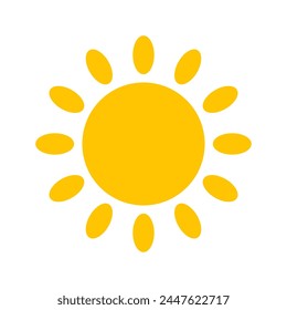 Sun icons vector symbol set. yellow sun Shining light rays to heat the summer. Isolated on white background.