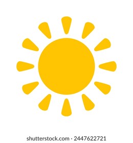 Sun icons vector symbol set. yellow sun Shining light rays to heat the summer. Isolated on white background.