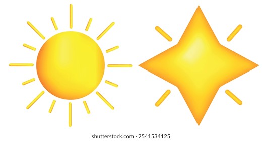 Conjunto de símbolos de vetor de ícones do Sol