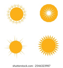 Sun-Symbole, Vektorsymbol-Set. Sun-Symbolsatz. Flaches Vektordesign. Kollektion von Sonnensternen zur Verwendung als Logo oder Wettersymbol. Böhmische lineare Logos, Symbole und Symbole, Sonne, Bogen, geometrische abstrakte