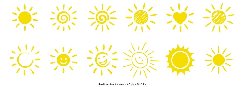 Sun icons vector symbol set
