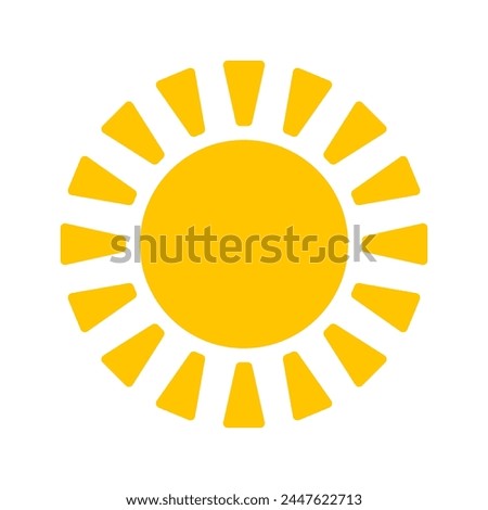 Sun icons vector symbol set. yellow sun Shining light rays to heat the summer. Isolated on white background.