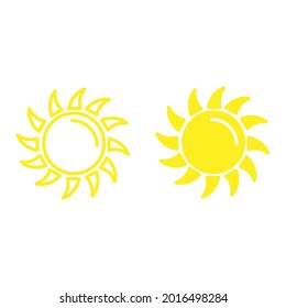 Sun-Symbole, Vektorsymbol. Sommer-Ikone-Illustration. Einzeln auf unscharfem Hintergrund, der bearbeitet und verändert werden kann.