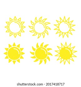 Sun icons vector symbol. Summer icon illustration. Isolated on a blank background which can be edited and changed colors.