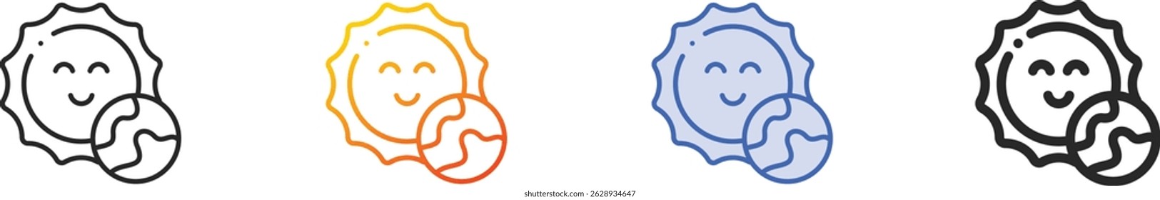 sun icon.Thin Linear, Gradient, Blue Stroke and bold Style Design Isolated On White Background