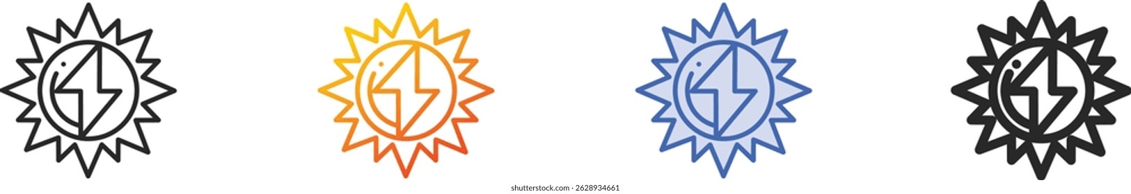 sun icon.Thin Linear, Gradient, Blue Stroke and bold Style Design Isolated On White Background