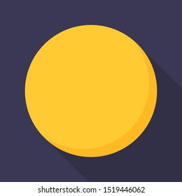Sun Illustration In Flat Design Style with Long Shadow Isolated on Dark Space Background