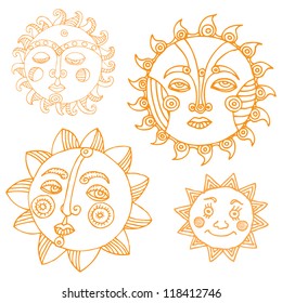 Sun illustration- four different illustrations of Sun