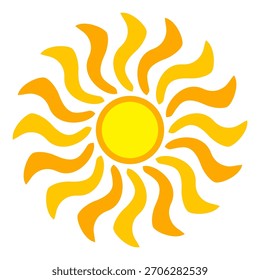Sun illustration. Sun icon vector, nature, heat, solar energy. Weather theme.