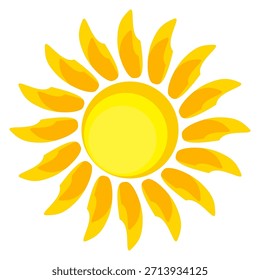 Ilustración del sol. Icono de sol Vector, naturaleza, calor, energía solar. Clima temático.