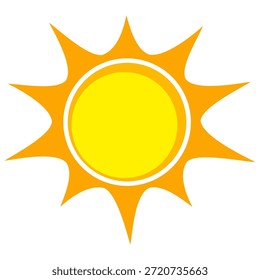 Ilustração do Sol. Ícone solar vetor, natureza, calor, energia solar. Tema do tempo.