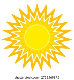 Sun illustration. Sun icon vector, nature, heat, solar energy. Weather theme.