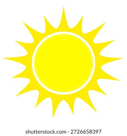 Ilustração do Sol. Ícone solar vetor, natureza, calor, energia solar. Tema do tempo.