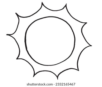 Sun illustration image. 
Hand drawn image artwork of a sun. 
Simple cute original logo.
Hand drawn vector illustration for posters, cards, t-shirts.