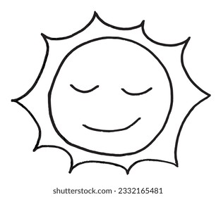 Sun illustration image. 
Hand drawn image artwork of a sun. 
Simple cute original logo.
Hand drawn vector illustration for posters, cards, t-shirts.