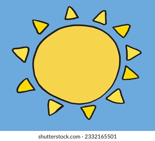 Imagen de ilustración de Sun. 
Dibujo manual de imágenes de un sol. 
Simple y lindo logo original.
Ilustración vectorial dibujada a mano para afiches, tarjetas, camisetas.
