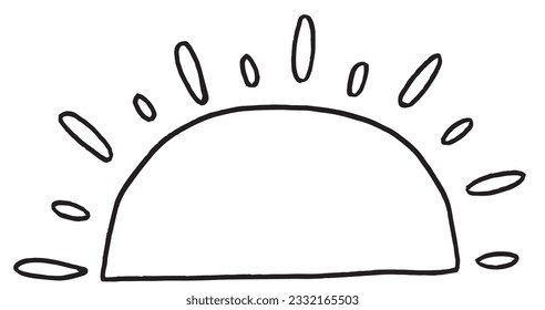 Sun illustration image. 
Hand drawn image artwork of a sun. 
Simple cute original logo.
Hand drawn vector illustration for posters, cards, t-shirts.