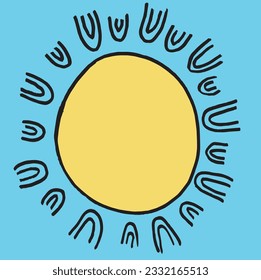 Sun illustration image. 
Hand drawn image artwork of a sun. 
Simple cute original logo.
Hand drawn vector illustration for posters, cards, t-shirts.