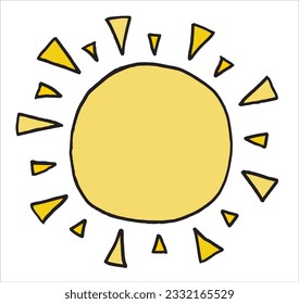 Sun illustration image. 
Hand drawn image artwork of a sun. 
Simple cute original logo.
Hand drawn vector illustration for posters, cards, t-shirts.