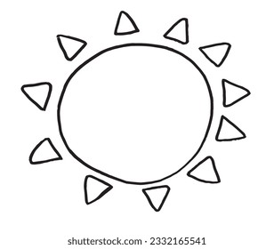 Sun illustration image. 
Hand drawn image artwork of a sun. 
Simple cute original logo.
Hand drawn vector illustration for posters, cards, t-shirts.