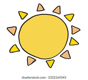 Sun illustration image. 
Hand drawn image artwork of a sun. 
Simple cute original logo.
Hand drawn vector illustration for posters, cards, t-shirts.