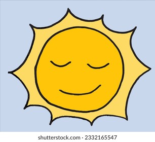 Imagen de ilustración de Sun. 
Dibujo manual de imágenes de un sol. 
Simple y lindo logo original.
Ilustración vectorial dibujada a mano para afiches, tarjetas, camisetas.