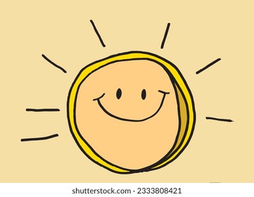 Sun illustration image. 
Hand drawn image artwork of a sun. 
Simple cute original logo.
Hand drawn vector illustration for posters, cards, t-shirts.