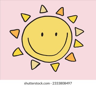 Sun illustration image. 
Hand drawn image artwork of a sun. 
Simple cute original logo.
Hand drawn vector illustration for posters, cards, t-shirts.