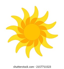 sun illustration isolated, vector icon of the sun in orange tones