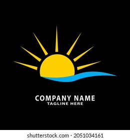 Sun illustration logo design vector
