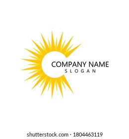plantilla de icono del logotipo de ilustración del sol