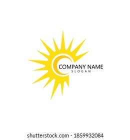 sun illustration logo vector icon template