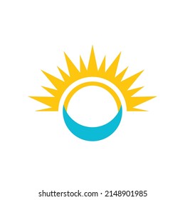 sun illustration logo vector icon template design