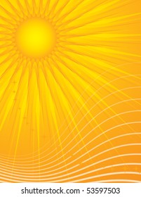 Sun illustration with lots of rays, vector