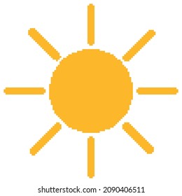 ilustración solar con tema de píxel en fondo blanco