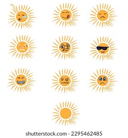 Sun illustration sets ,good for graphic design resources, posters, prints, stickers, pamflets, banners, decoration, and more