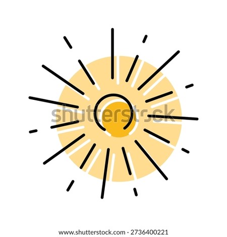 Sun illustration showing radiant light and warmth, symbolizing summer, happiness, positive energy, good weather, and natural brightness for various digital concepts