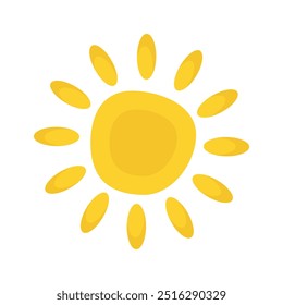 Sun illustration with vibrant rays, perfect for summer themed designs, weather forecasts, energy concepts, and educational materials about the sun