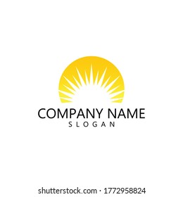 plantilla de icono vectorial del logotipo de ilustración de sol