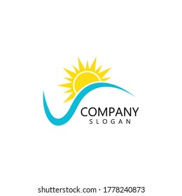 plantilla de icono vectorial del logotipo de ilustración de sol