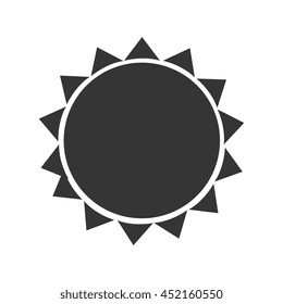 Sun isolated flat icon in black and white  symbol, vector illustration.
