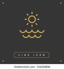 Sun isolated minimal single flat linear icon for application and info-graphic. Sea line vector icon for websites and mobile minimalistic flat design.