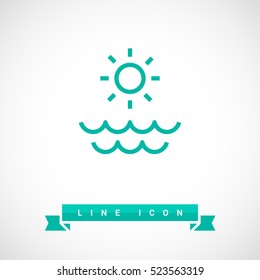 Sun isolated minimal single flat linear icon for application and info-graphic. Sea line vector icon for websites and mobile minimalistic flat design.