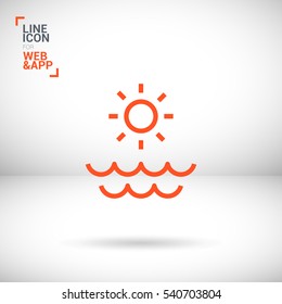 Sun isolated minimal single flat linear icon for application and info-graphic. Sea line vector icon for websites and mobile minimalistic flat design.