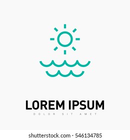 Sun isolated minimal single flat linear icon for application and info-graphic. Sea line vector icon for websites and mobile minimalistic flat design.