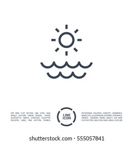 Sun isolated minimal single flat linear icon for application and info-graphic. Sea line vector icon for websites and mobile minimalistic flat design.