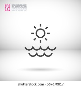 Sun isolated minimal single flat linear icon for application and info-graphic. Sea line vector icon for websites and mobile minimalistic flat design.
