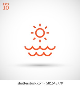 Sun isolated minimal single flat linear icon for application and info-graphic. Sea line vector icon for websites and mobile minimalistic flat design.