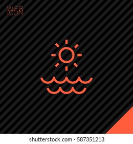 Sun isolated minimal single flat linear icon for application and info-graphic. Sea line vector icon for websites and mobile minimalistic flat design.