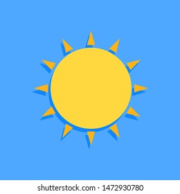 Sun isolated on blue background. Weather icon. Vector illustration.
